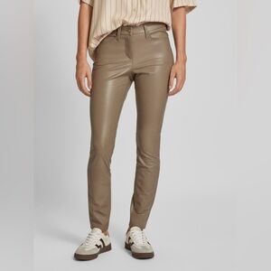 CAMBIO (6) Vegan Leather Trousers RAY 5-Pocket Taupe Slim Fit Soft Luxury